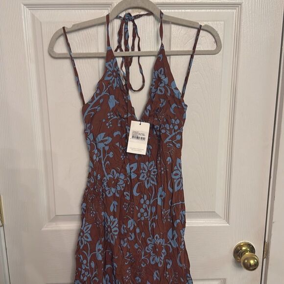 Faithfull the Brand Artemisia Halterneck Midi Dress Oceania Floral Print Size 2 - Picture 4 of 8